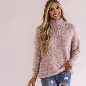 Cynthia Rowley Turtleneck Sweater Cozy Choice Knit Sweater In Dusty sz M